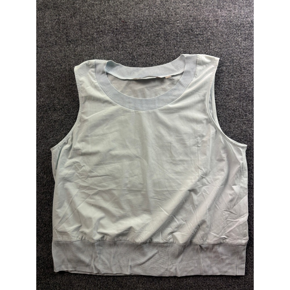 Athleta Sleeveless Top Womens Medium Light Blue Ribbed Hem Activewear